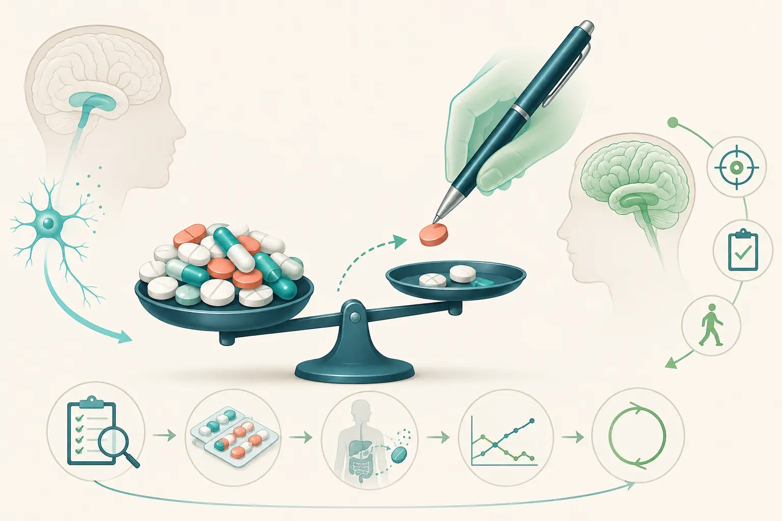Esquema farmacológico de considerar a vulnerabilidade individual — aceitar os estudos que não confirmam: Carga e neurodegeneração prévia se somam no risco de demência.