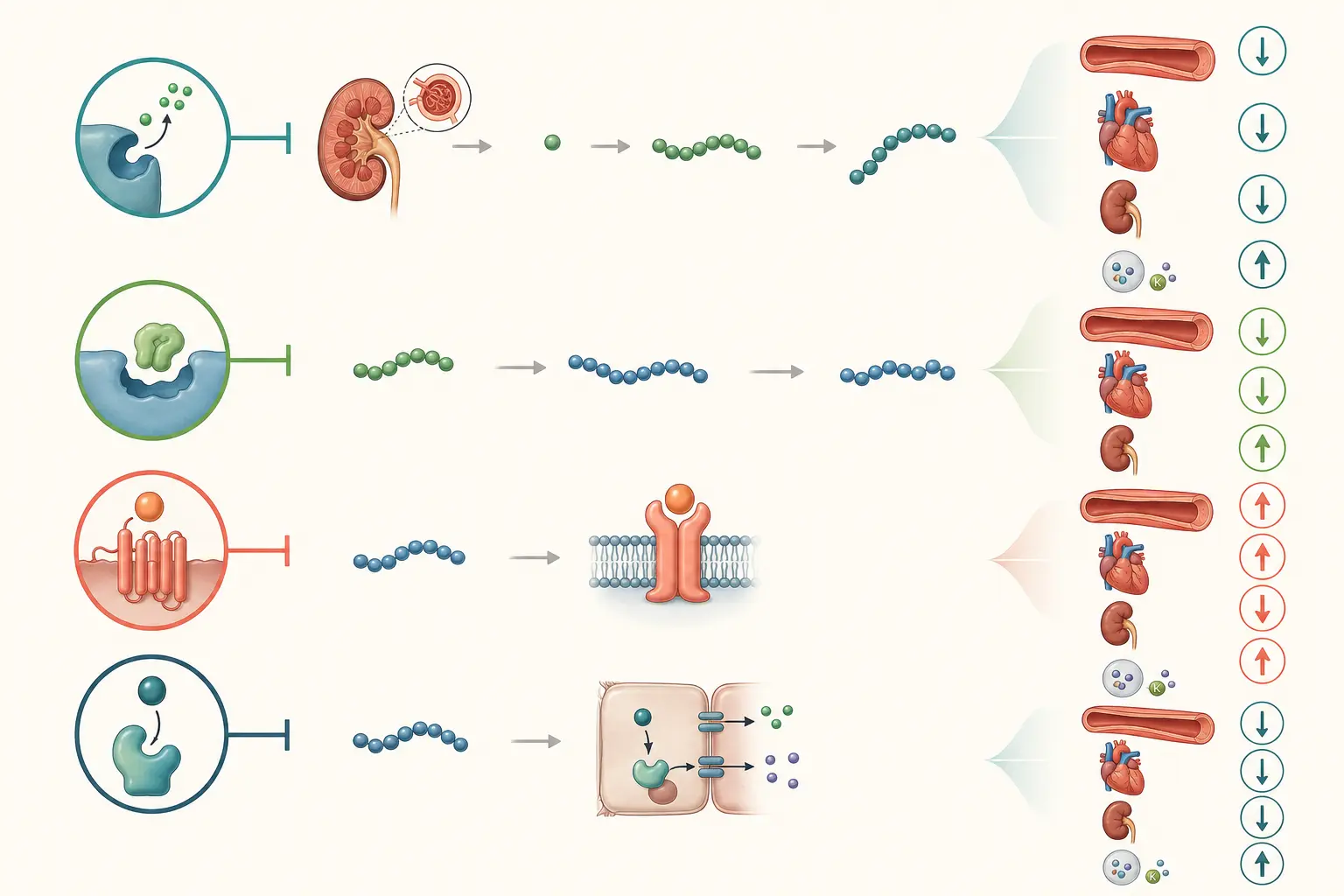 Esquema farmacológico de distinguir o degrau que estabiliza da curva que sobe — reconhecer a enzima conversora como enzima de dois substratos: Acomodação hemodinâmica contra piora progressiva.
