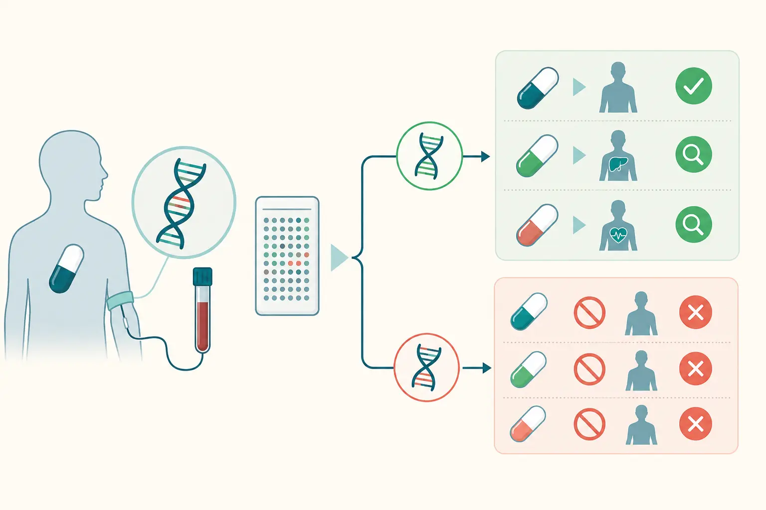 Esquema farmacológico de inverter o raciocínio para droga que já chega ativa — dimensionar a frequência na população: O lento acumula e o ultrarrápido fica sem efeito.