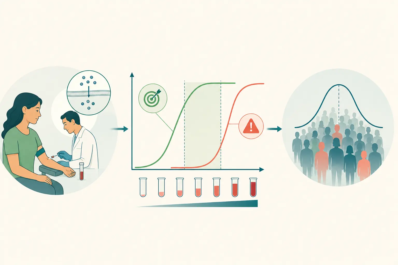 Esquema farmacológico de levar a sério as perguntas ingênuas — acrescentar a segunda curva ao gráfico: Por que se mede e o que exatamente está sendo medido.