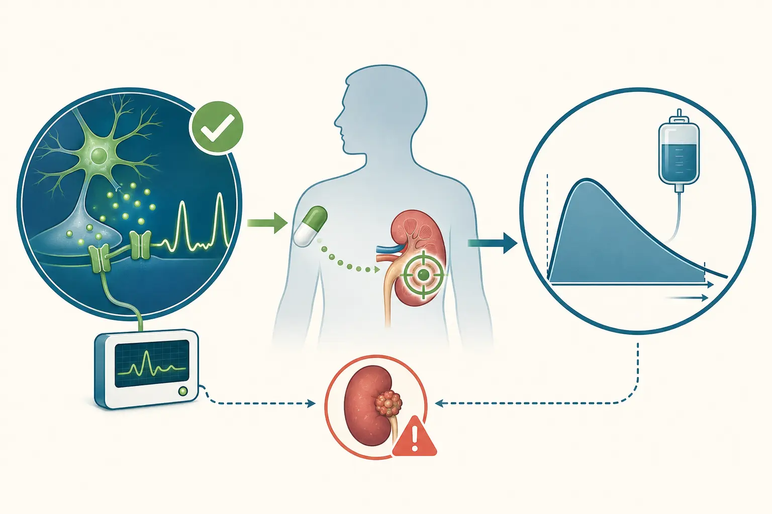 Esquema farmacológico de identificar o instrumento de efeito — identificar o instrumento de exposição: Mede o que a droga está fazendo, não quanta droga há.