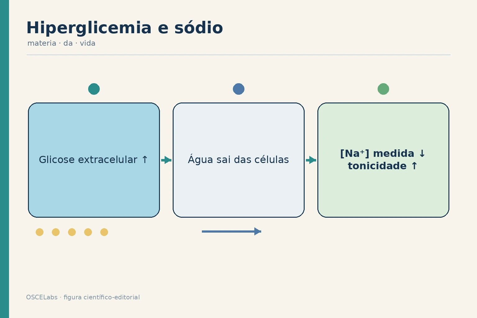 Hiperglicemia deslocando água do intracelular para o extracelular e reduzindo a concentração de sódio medida.