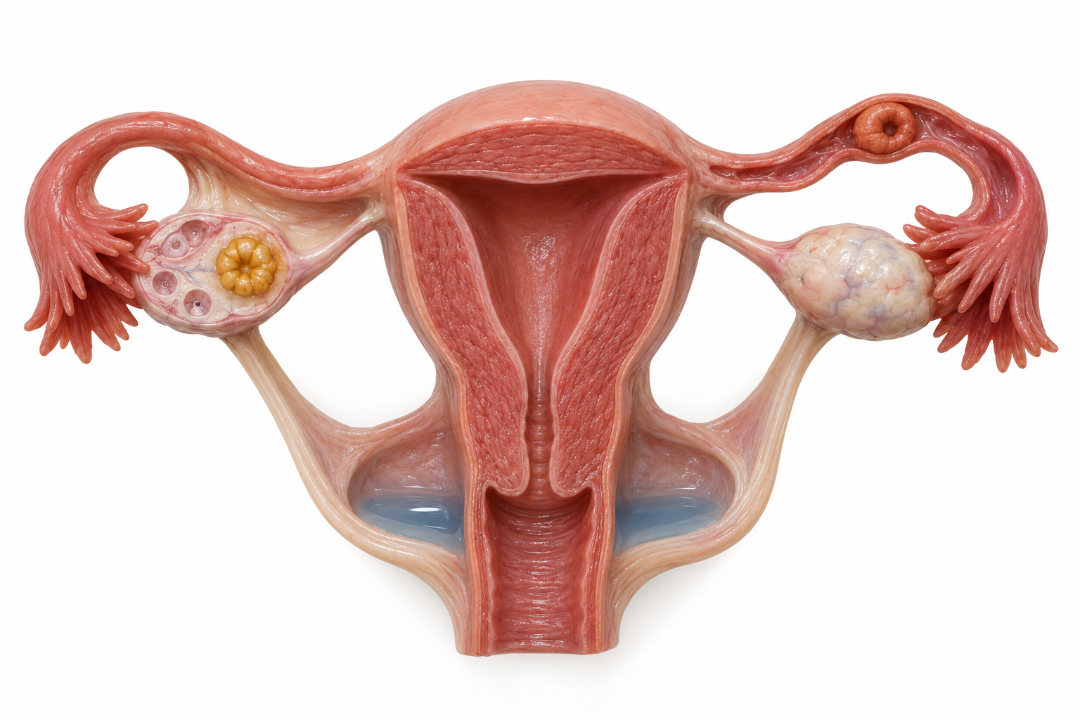 Modelo anatômico: corpo lúteo intraovariano e massa tubária extraovariana