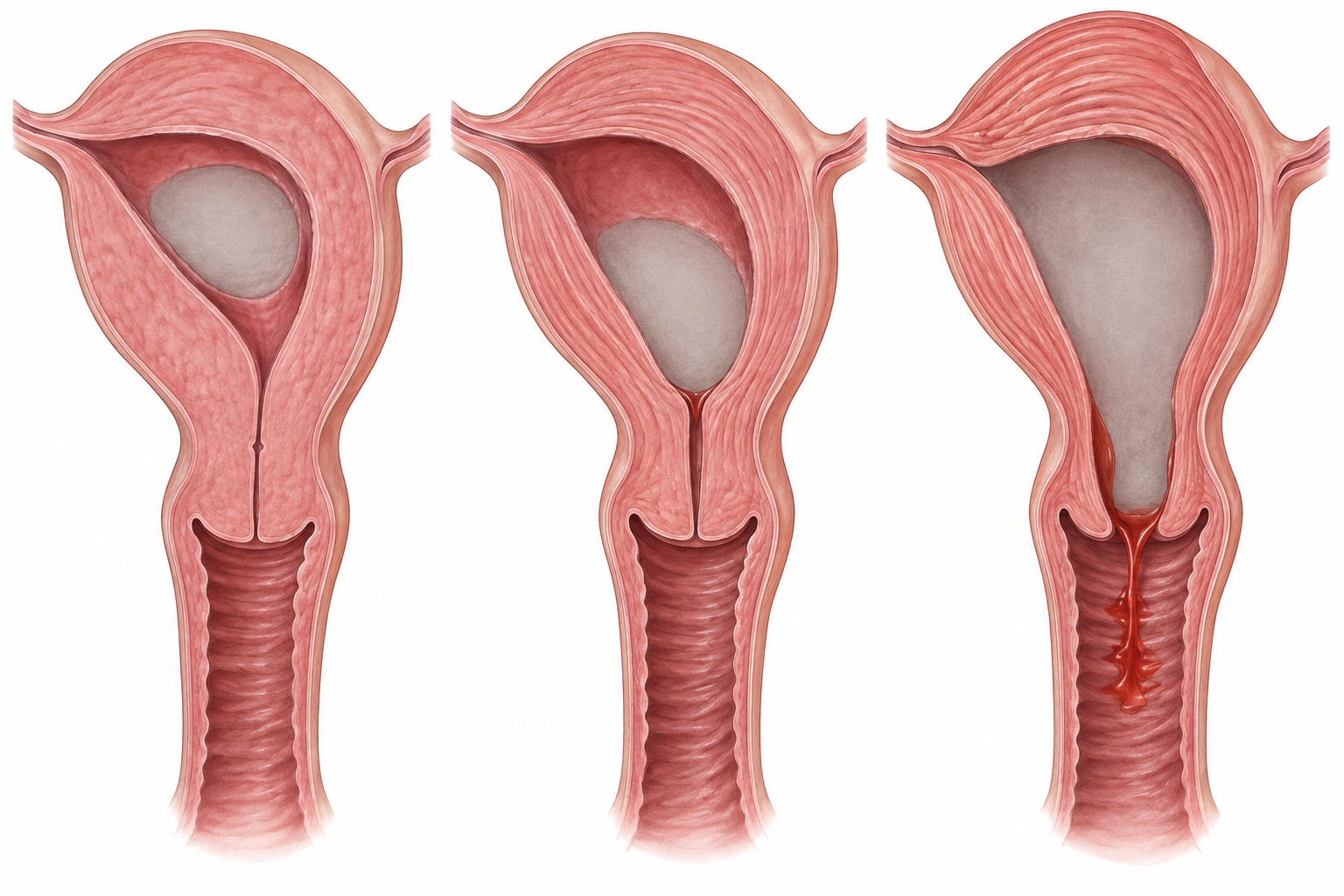 Modelos de diferentes condições do colo e do conteúdo uterino