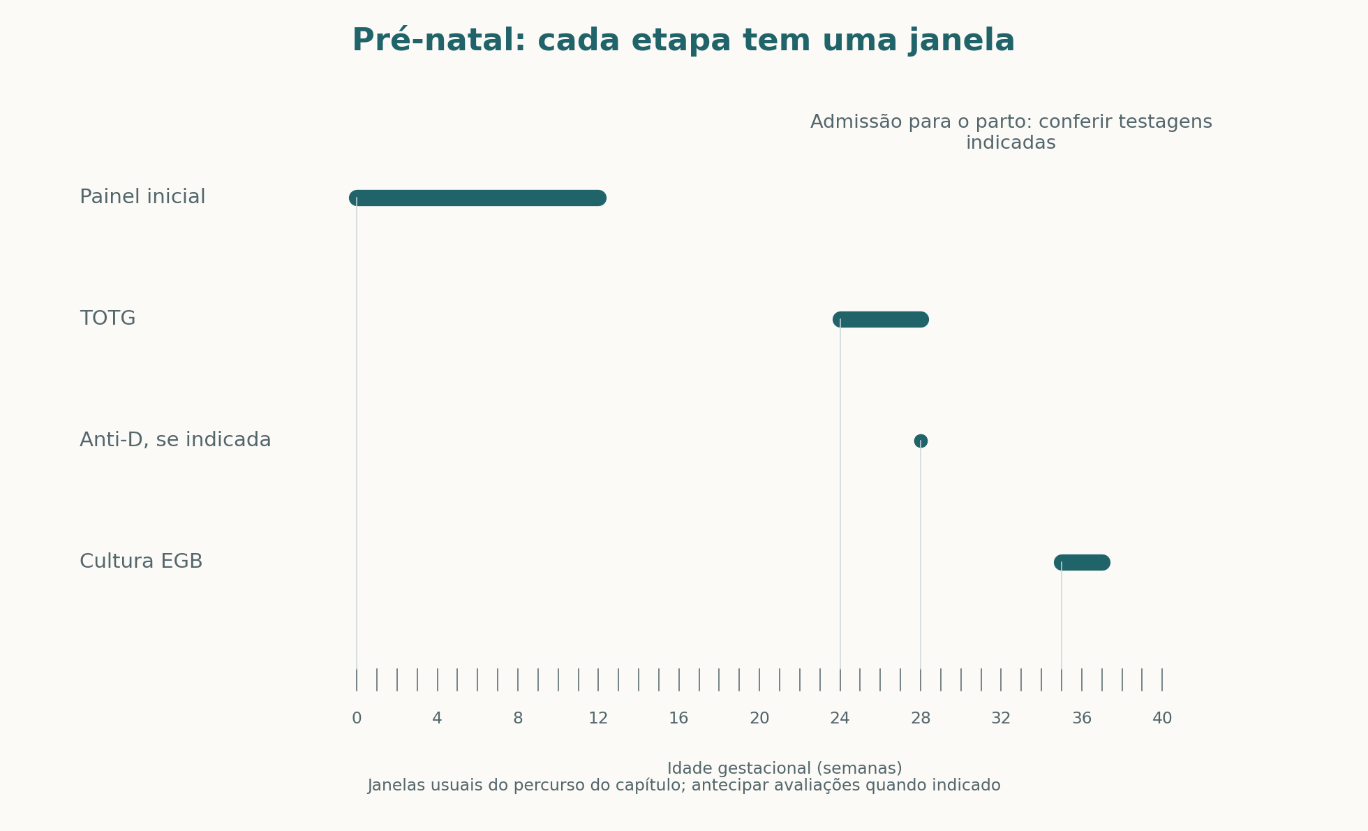 Janelas usuais de avaliações no pré-natal