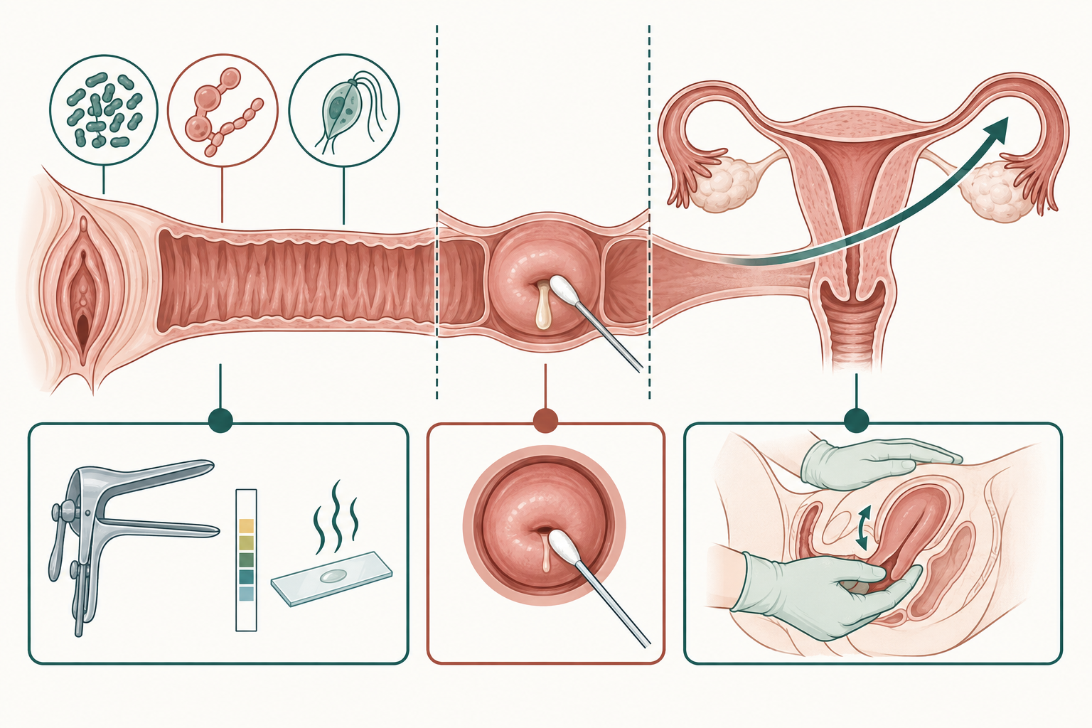 Mapa didático de territórios do trato genital
