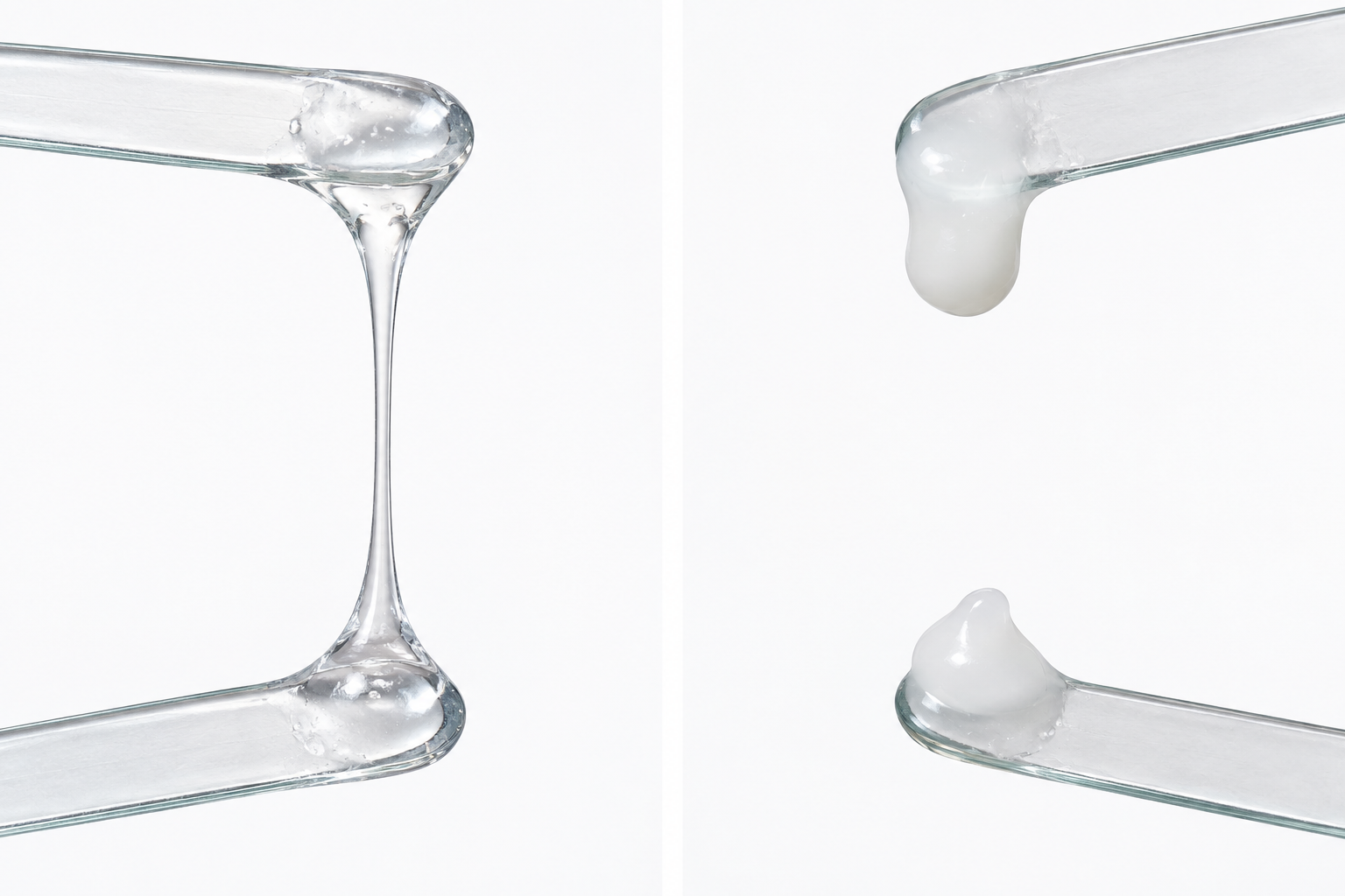 Modelo com gel sintético demonstrando maior e menor filância