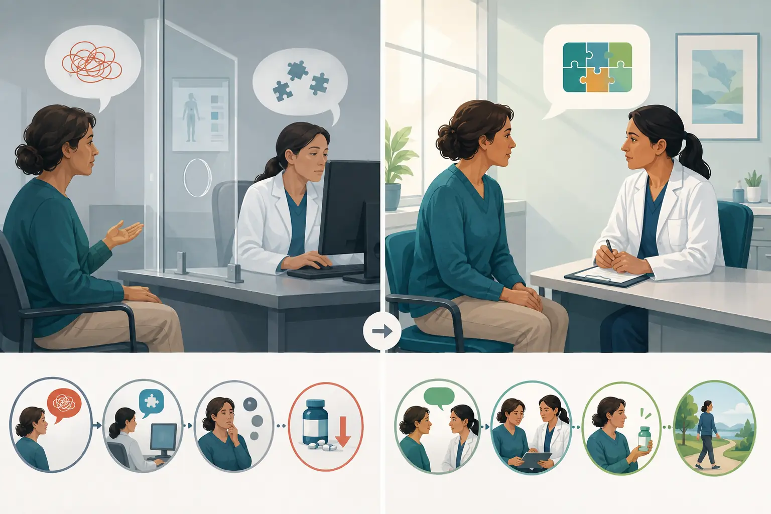 Duas formas de relação médico-paciente e seus efeitos na consulta.