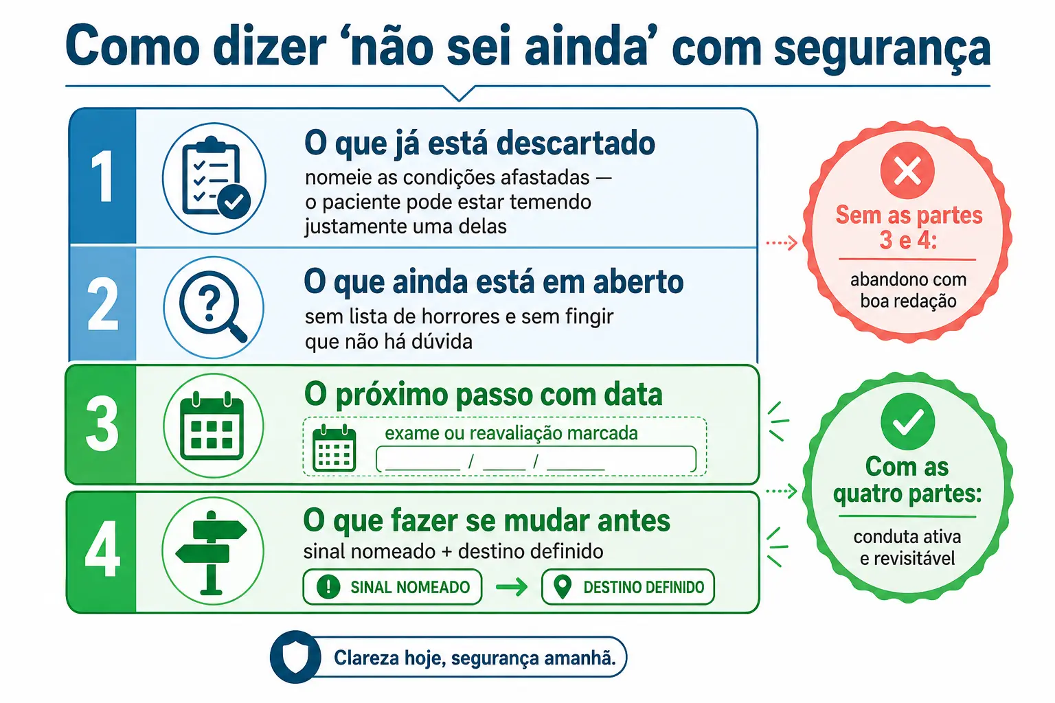 Cartão com quatro faixas da frase não sei ainda e as duas etiquetas de contraste ao lado.